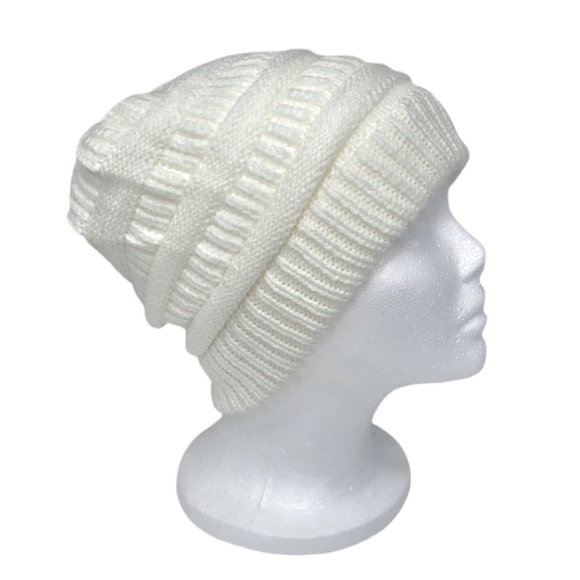 C.C Cable Knit Beanie Winter Hat in Ivory - Picture 8 of 8